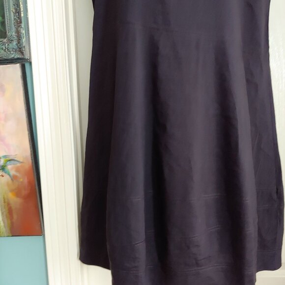 Eileen Fisher Black Linen Blend Shift Dress Lagom Cottage Lagonlook Stretch L - Picture 6 of 14